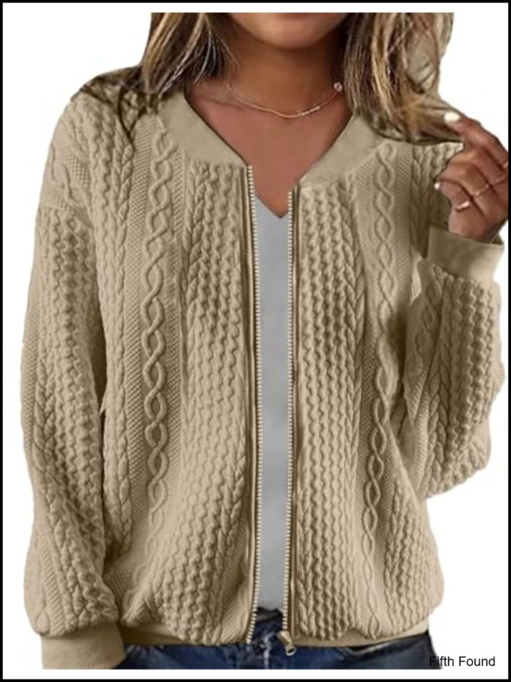 Women's Zip Up Cardigan Cable Knit Loose Fit Long Sleeve Hooded Sweater